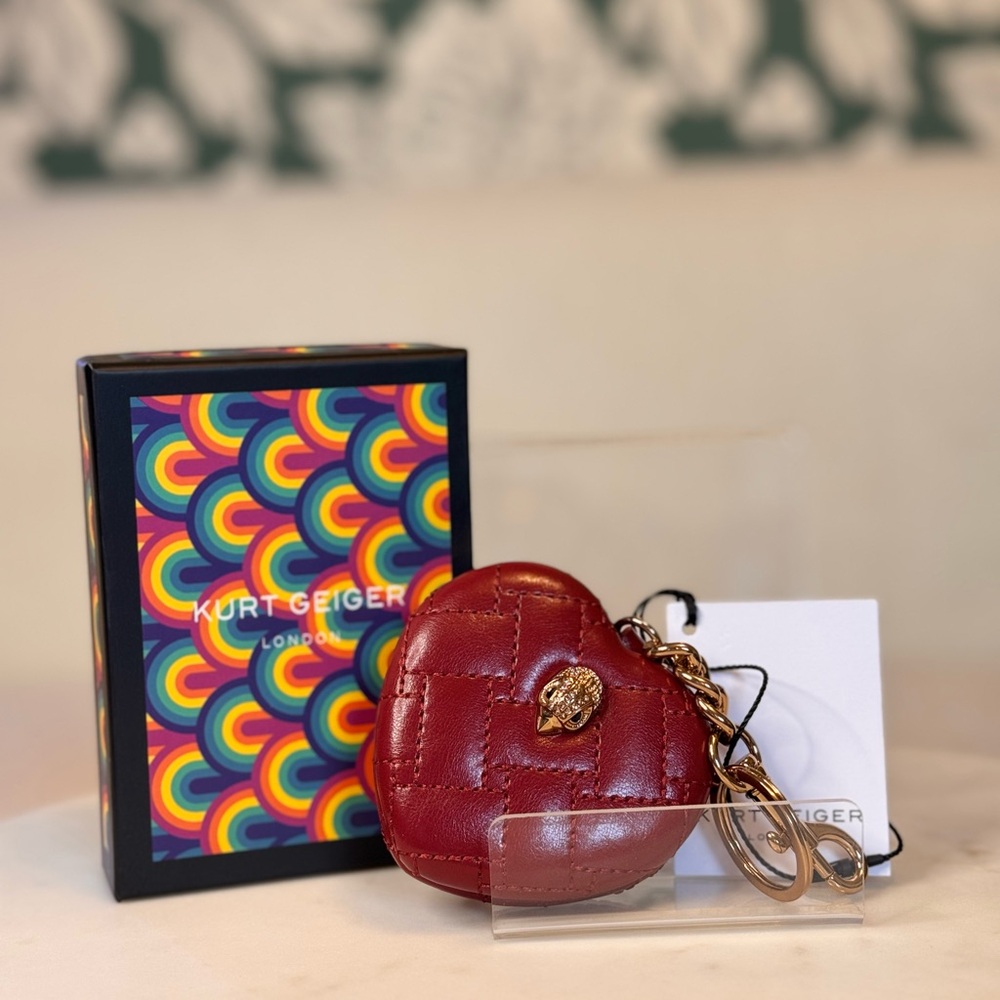 Kurt Geiger Red Quilted Heart Mini Bag Charm